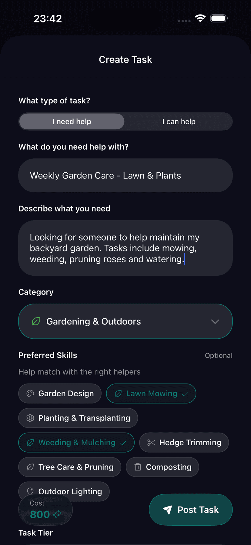 Create a task on HandIt