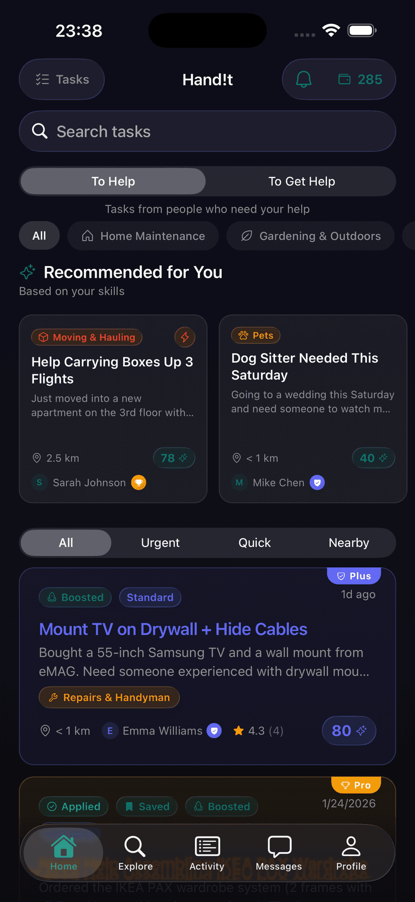 HandIt app - Discover nearby tasks